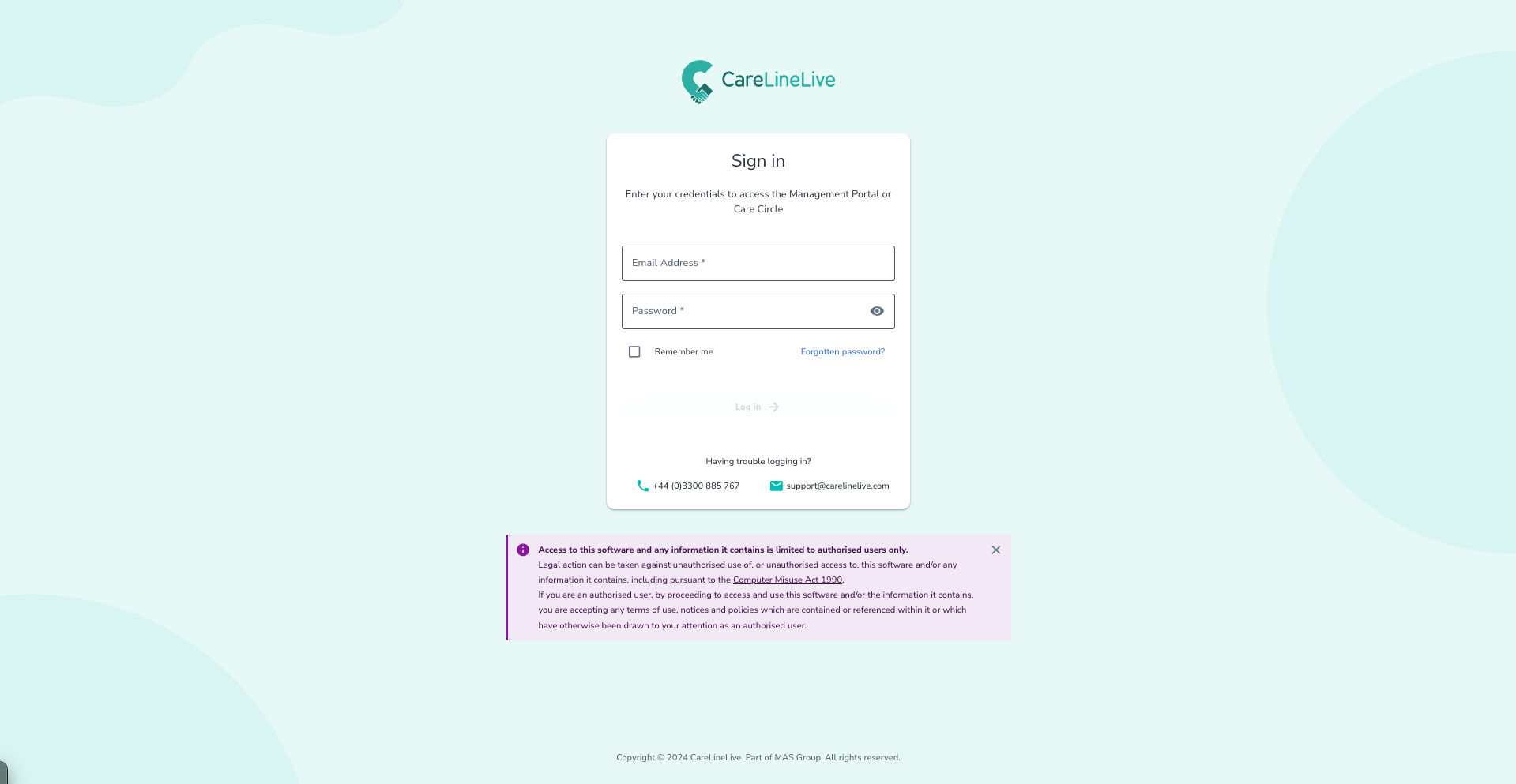 Login page Login Page
