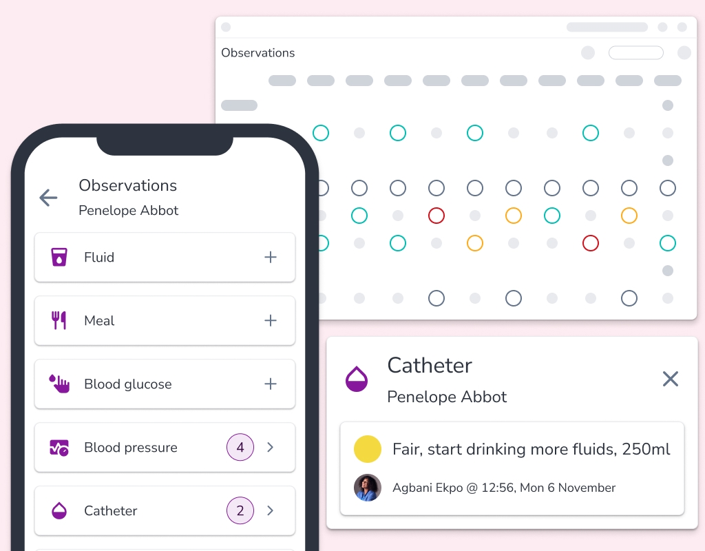 Observations in homecare for clinical records