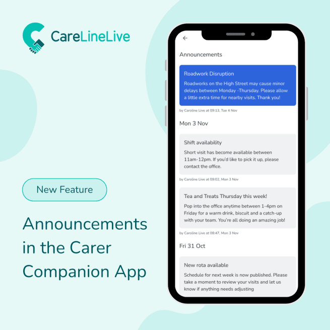 Nnouncements in the carer companion app nnouncements in the Carer Companion App